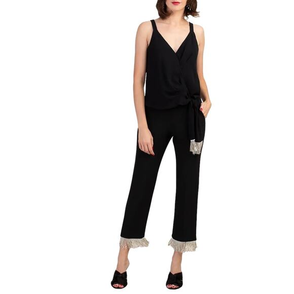 Trina Turk | Small | Misa Rhinestone Fringe Sleevless Wrap Tank Top - Picture 5 of 7